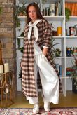 Nora Brushed Cotton Gingham Frock Coat Coffee Bean